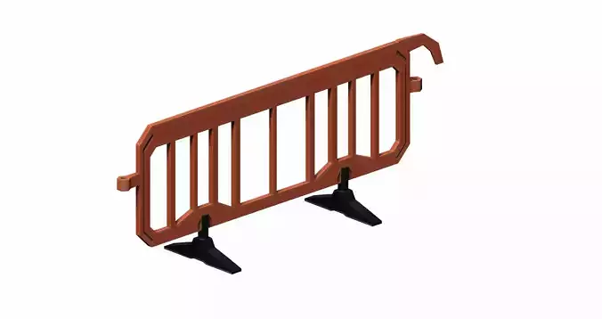 Orange Plastic Traffic Barrier Low-poly 3D model