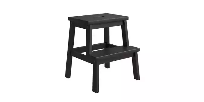 Black Metal Step Stool Low-poly 3D model