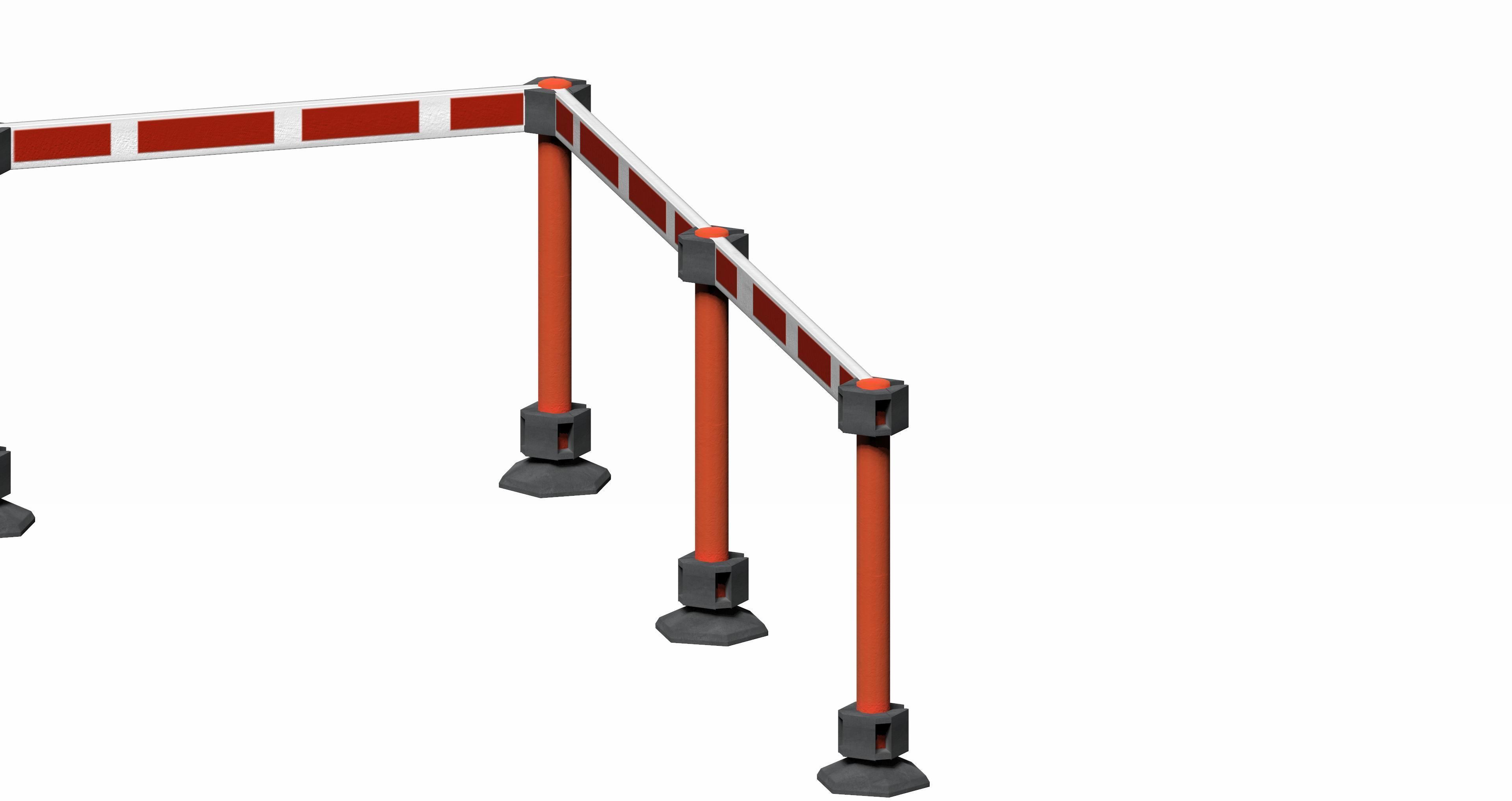 Red strip crowd barrier  Low-poly 3D model_3