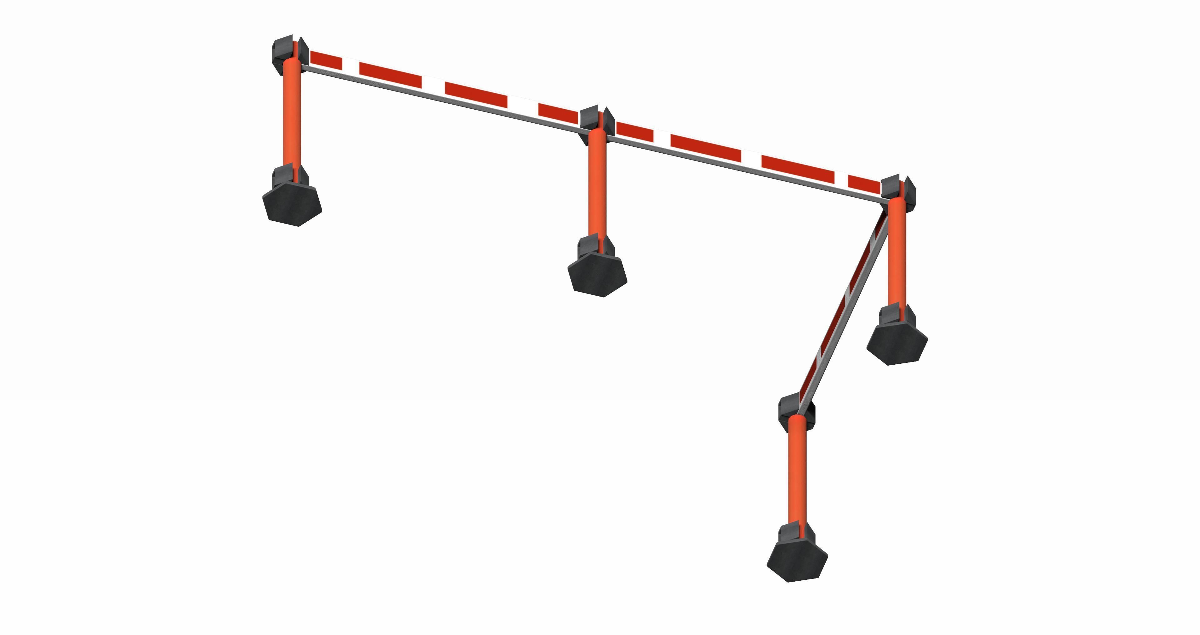 Red strip crowd barrier  Low-poly 3D model_5