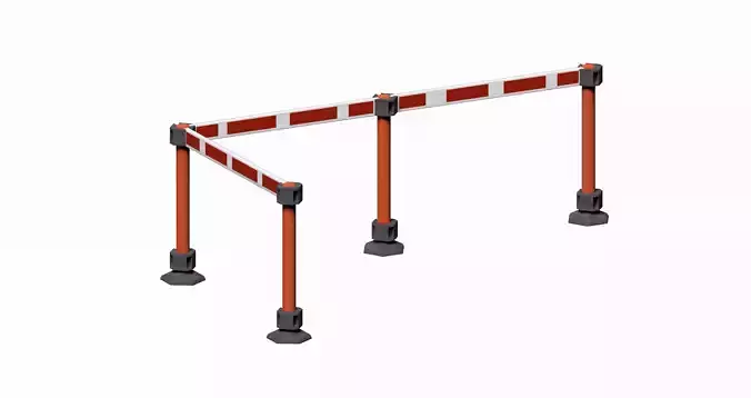 Red strip crowd barrier  Low-poly 3D model