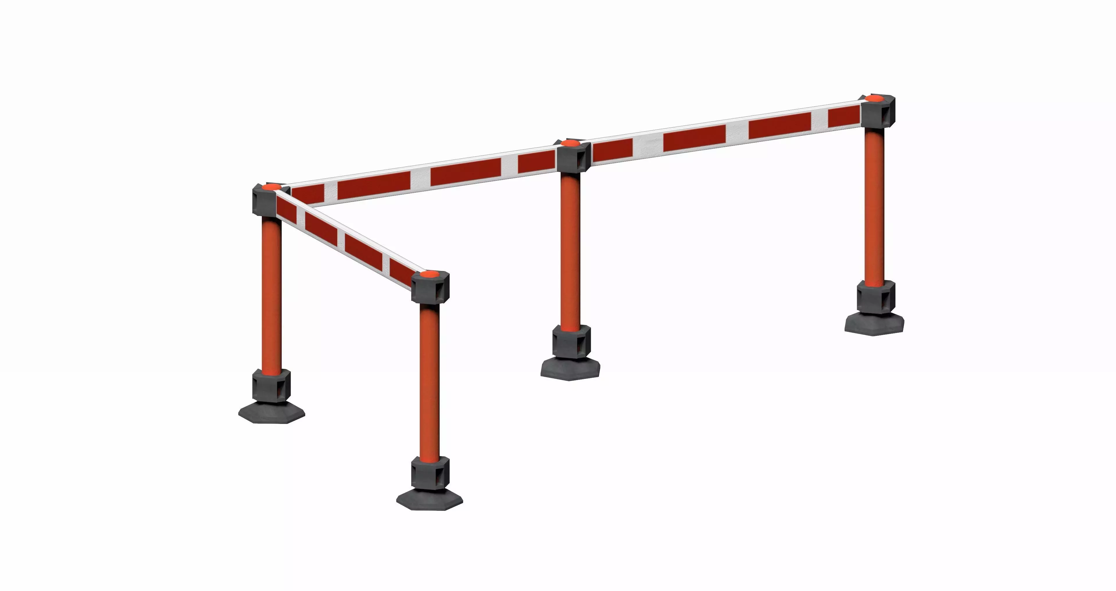Red strip crowd barrier  Low-poly 3D model_0