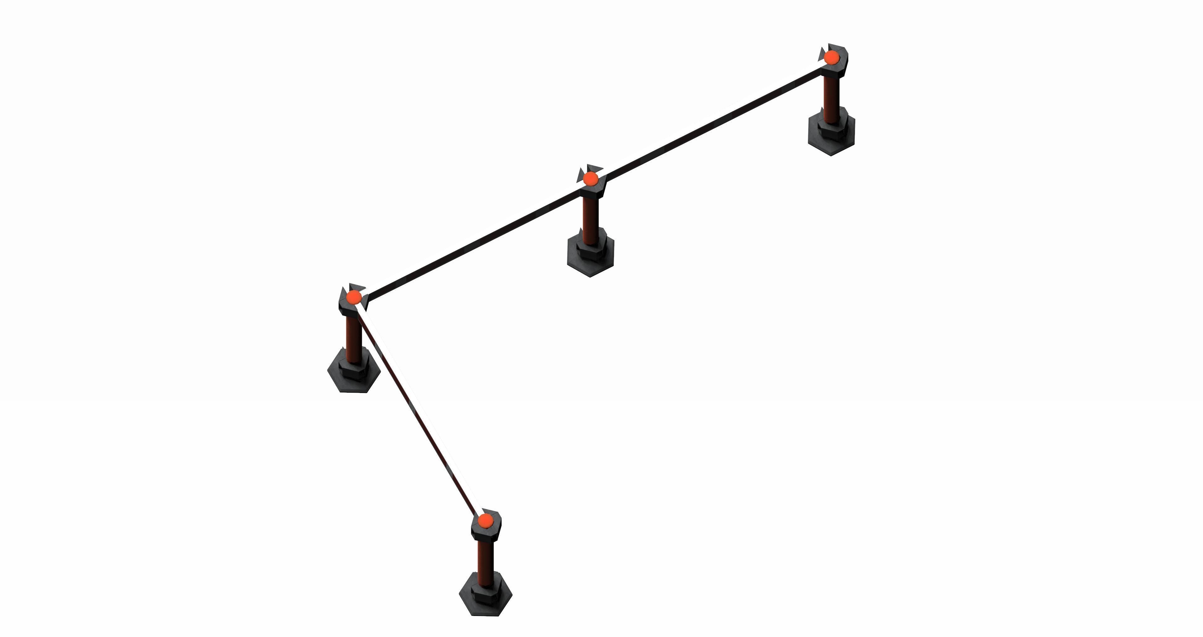 Red strip crowd barrier  Low-poly 3D model_1