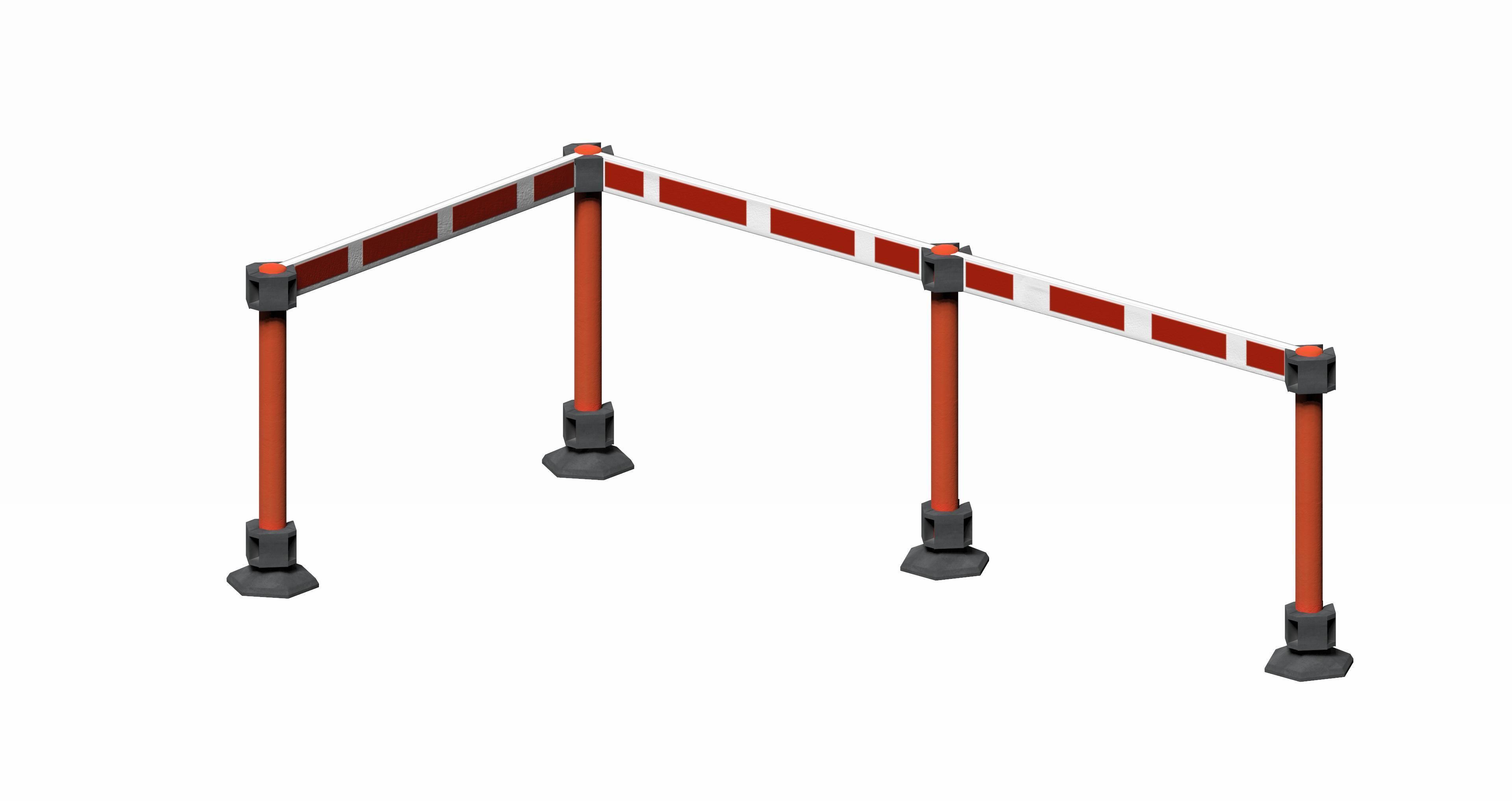 Red strip crowd barrier  Low-poly 3D model_2