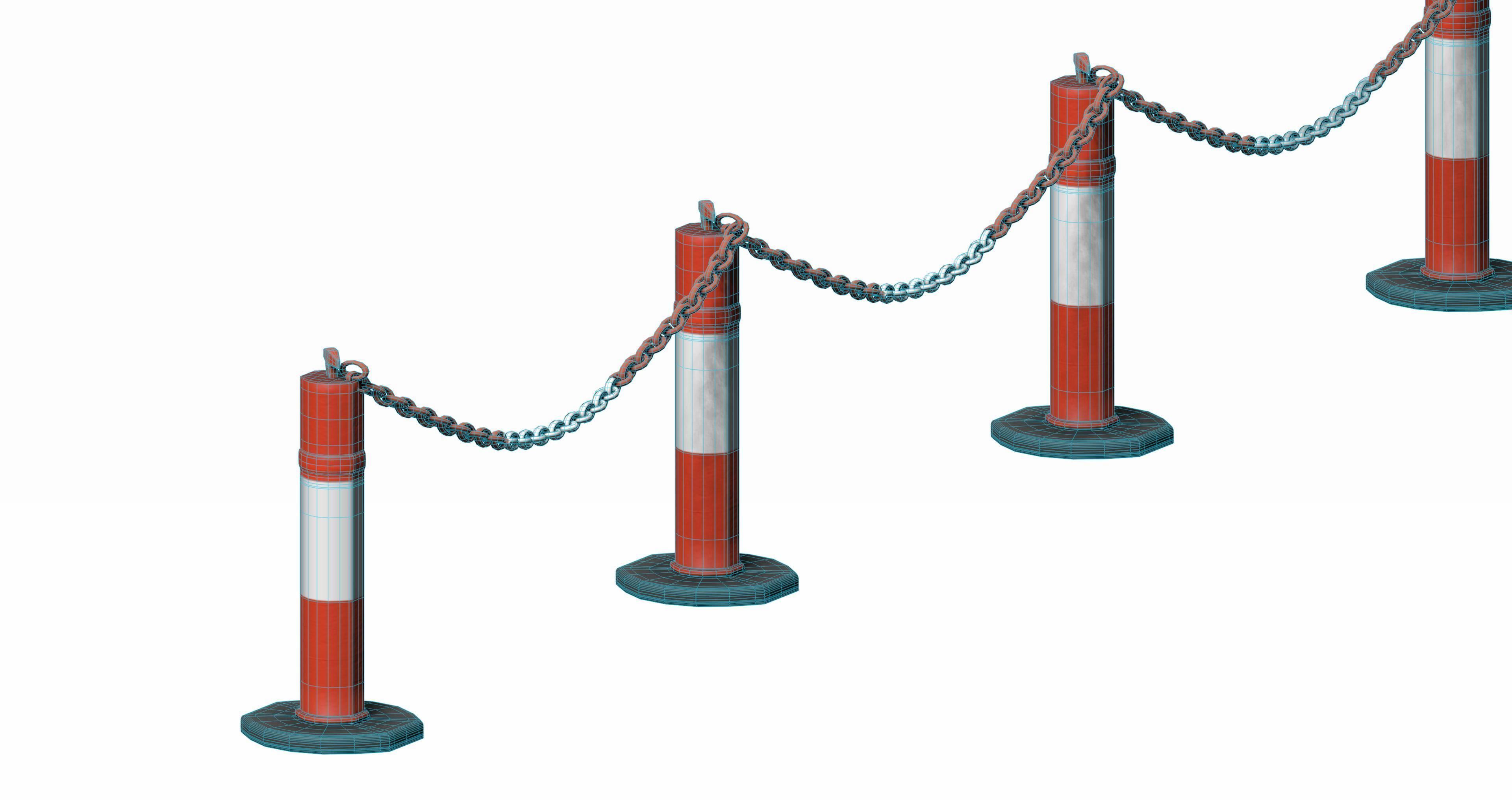 Plastic Traffic Fence Crowd Barrier Low-poly 3D model_5