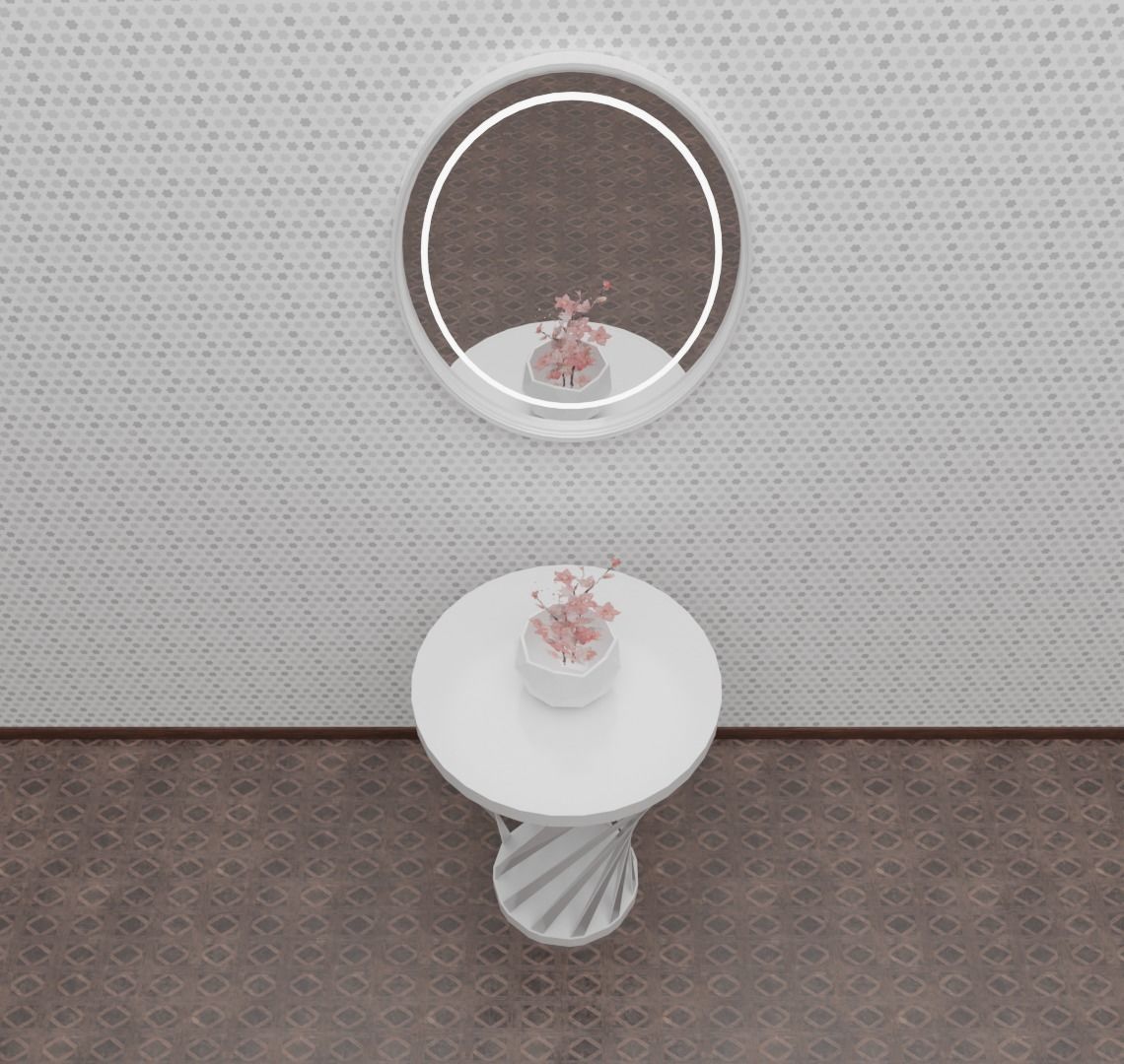Table and Mirror Free 3D model_2