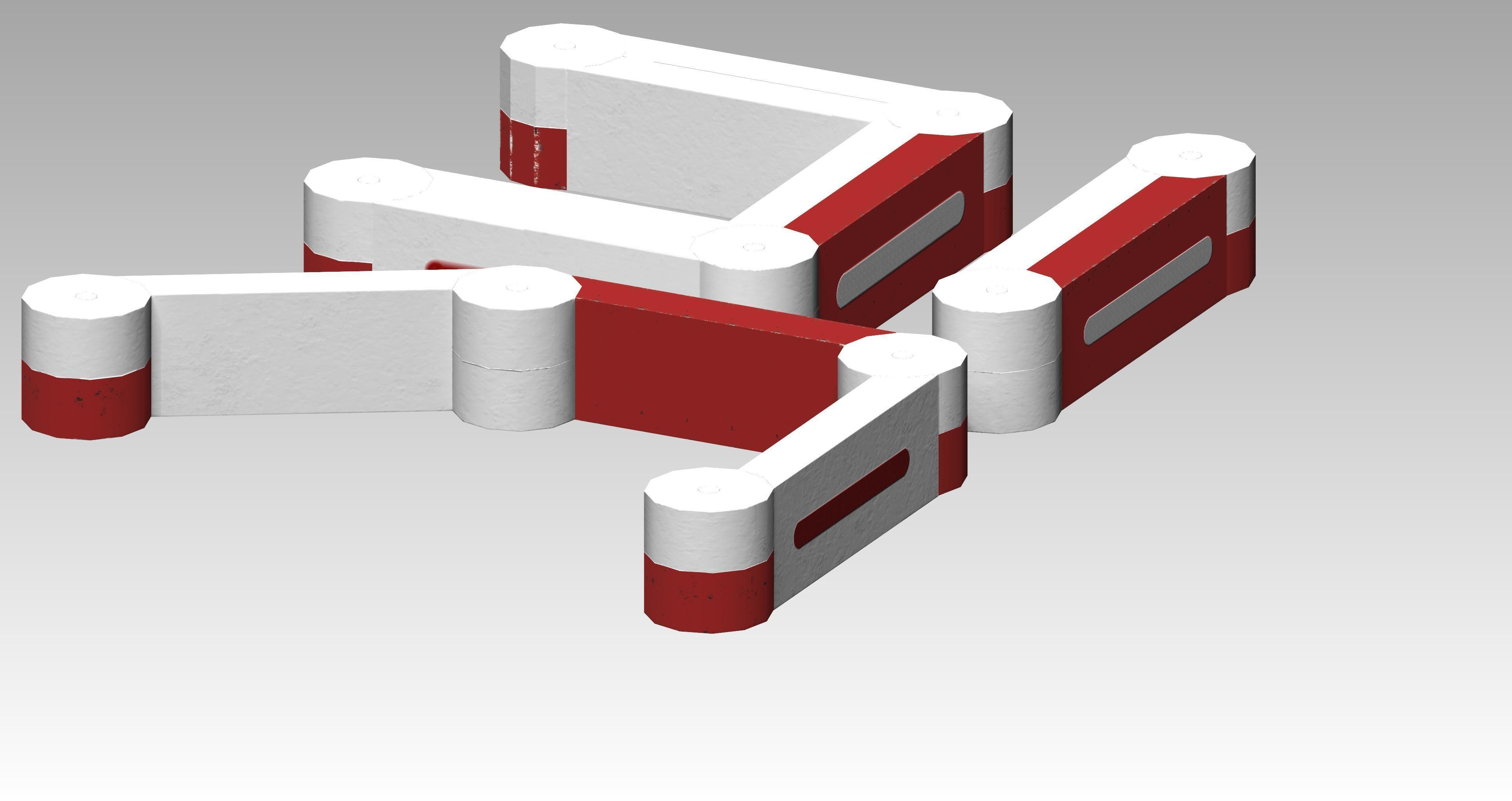Red-white modular box barrier Low-poly 3D model_2
