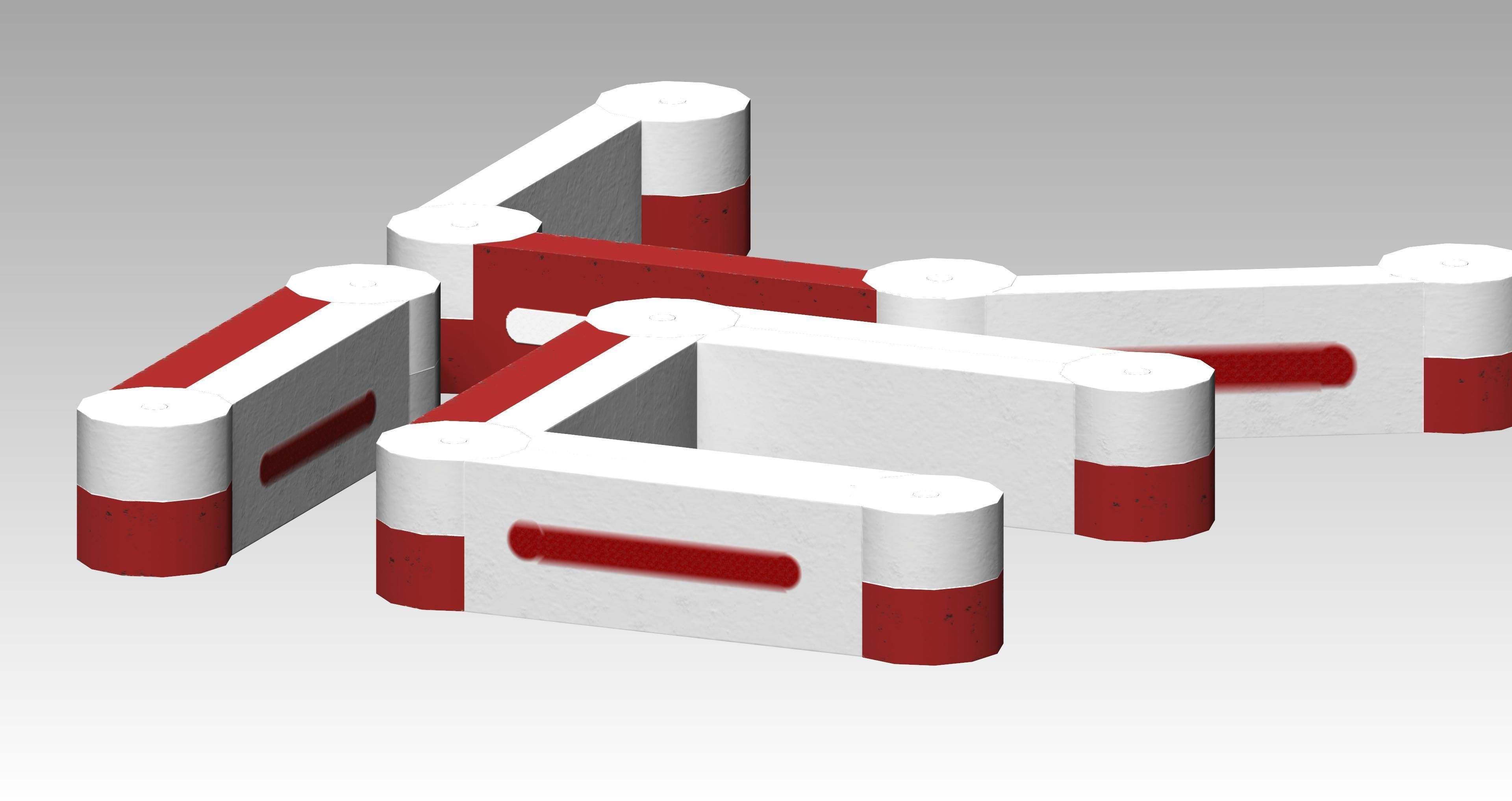 Red-white modular box barrier Low-poly 3D model_4