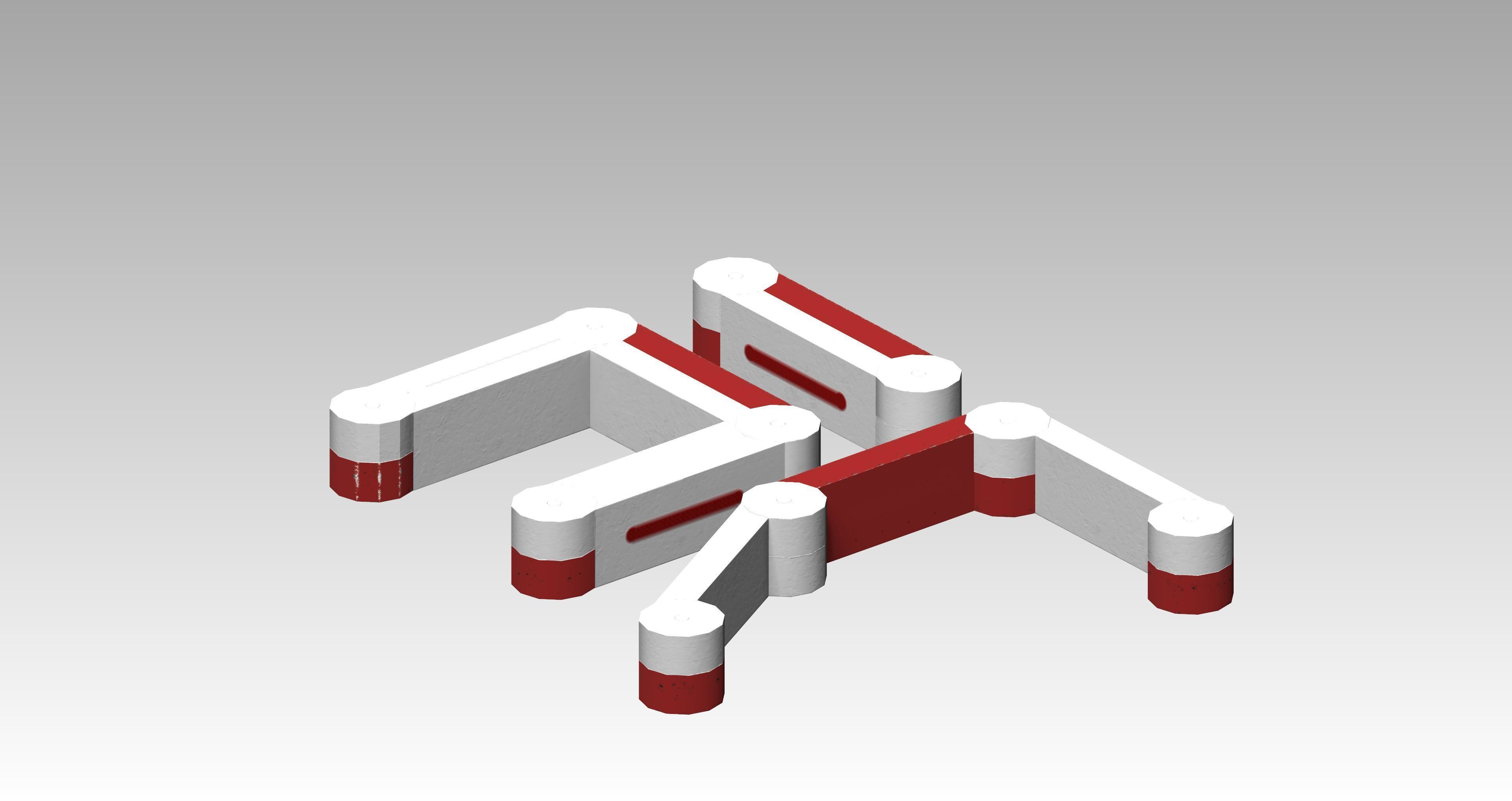 Red-white modular box barrier Low-poly 3D model_1