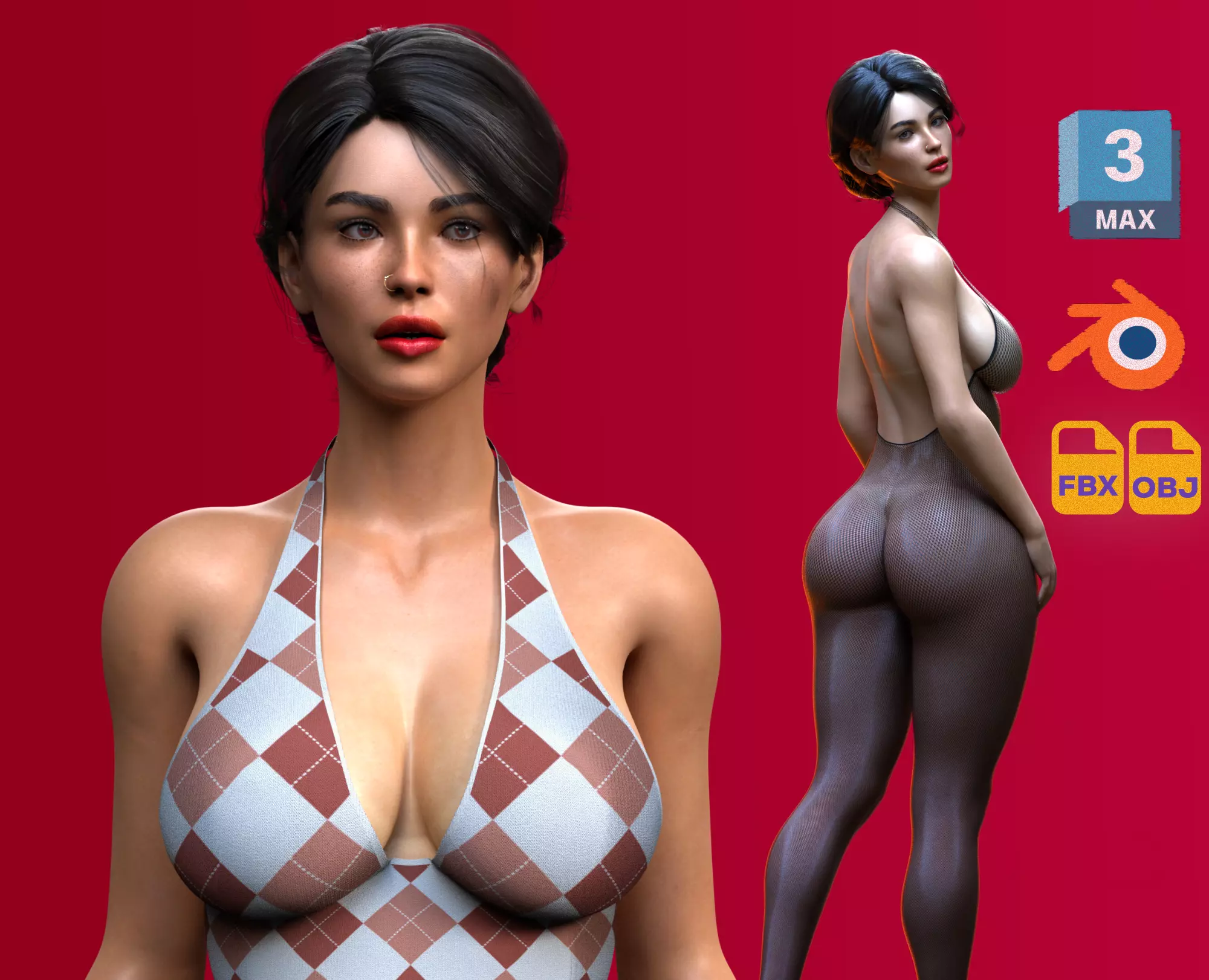 Realistic Female Character Fully Rigged 3d Model - Ruth Low-poly 3D model_0
