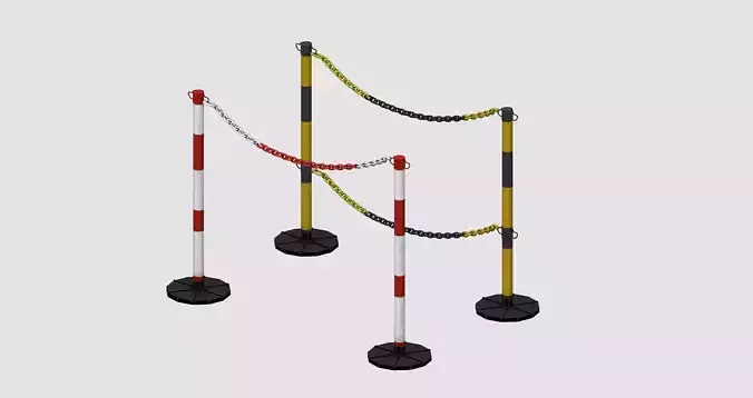 Colorful metal barriers Low-poly 3D model