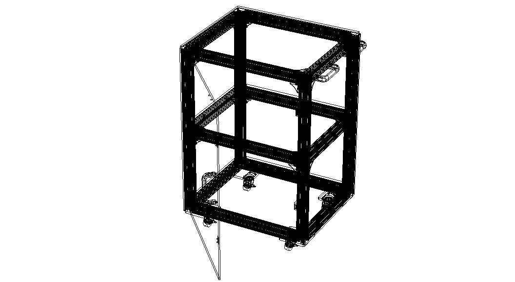Industrial Aluminum Trolley - Enclosed 3D model_8