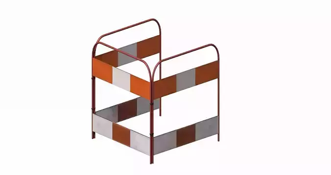 Striped metal feet traffic barrier