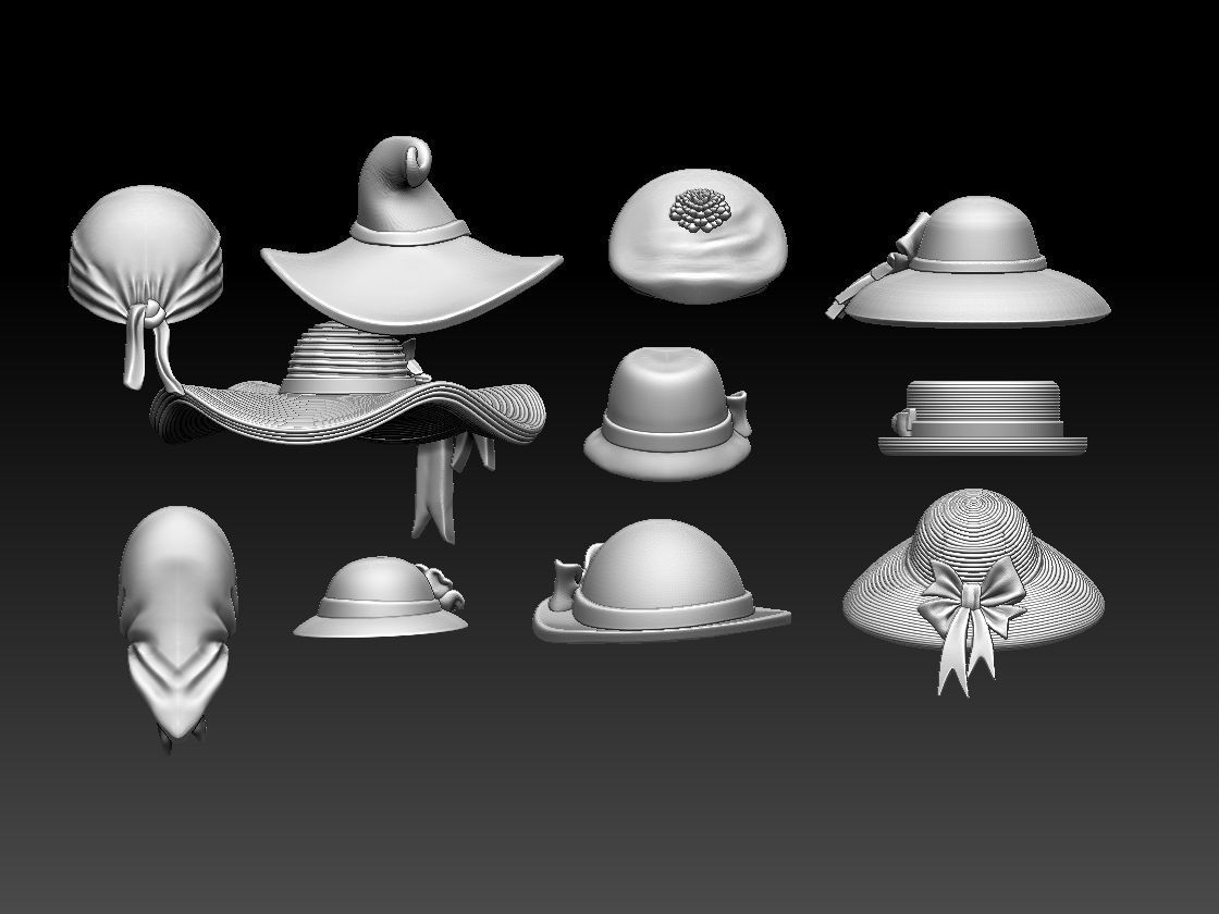 hats female 3D print model_38