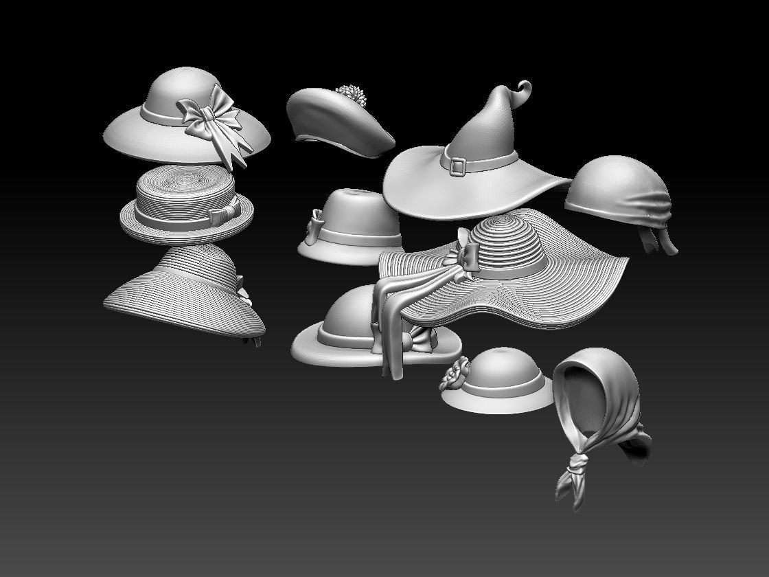 hats female 3D print model_3