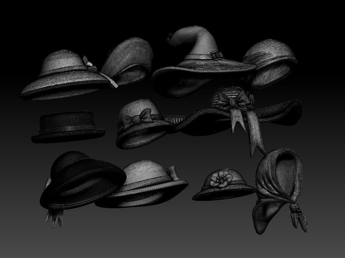 hats female 3D print model_32