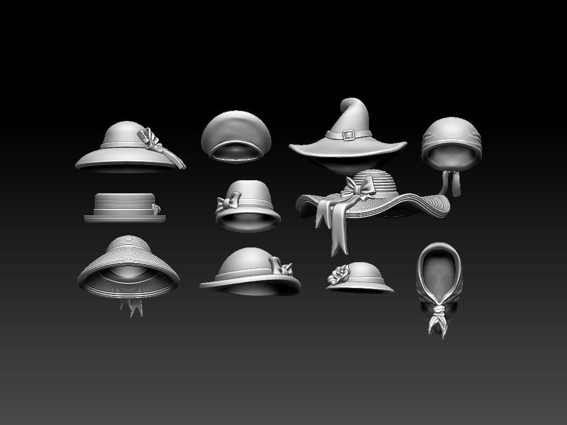 hats female 3D print model_23