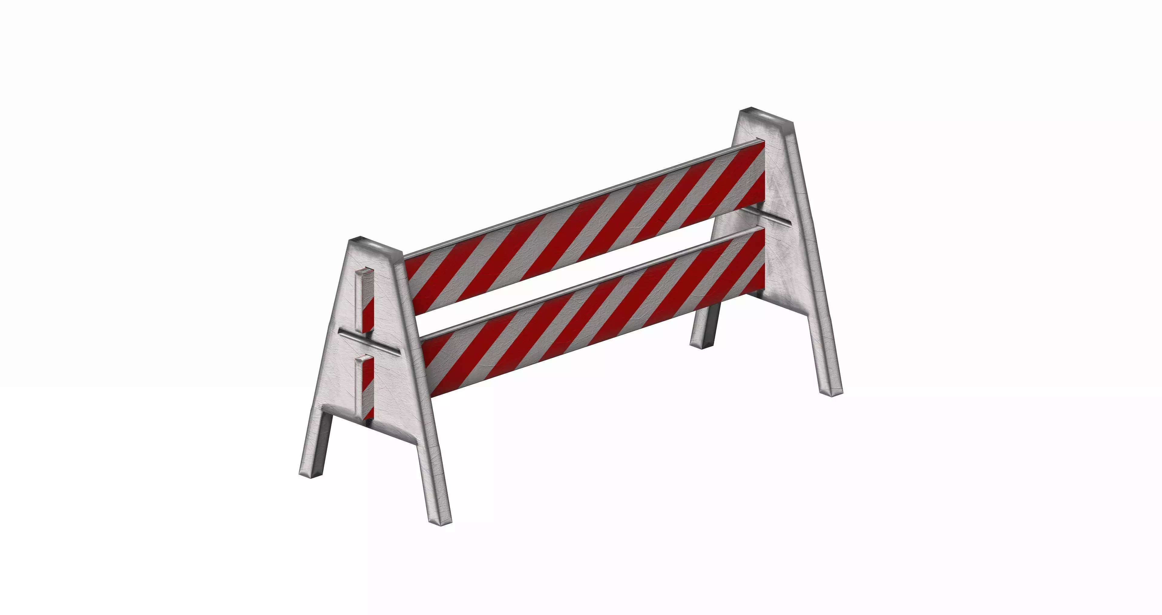 Triangle feeted short strip traffic barrier Low-poly 3D model_0