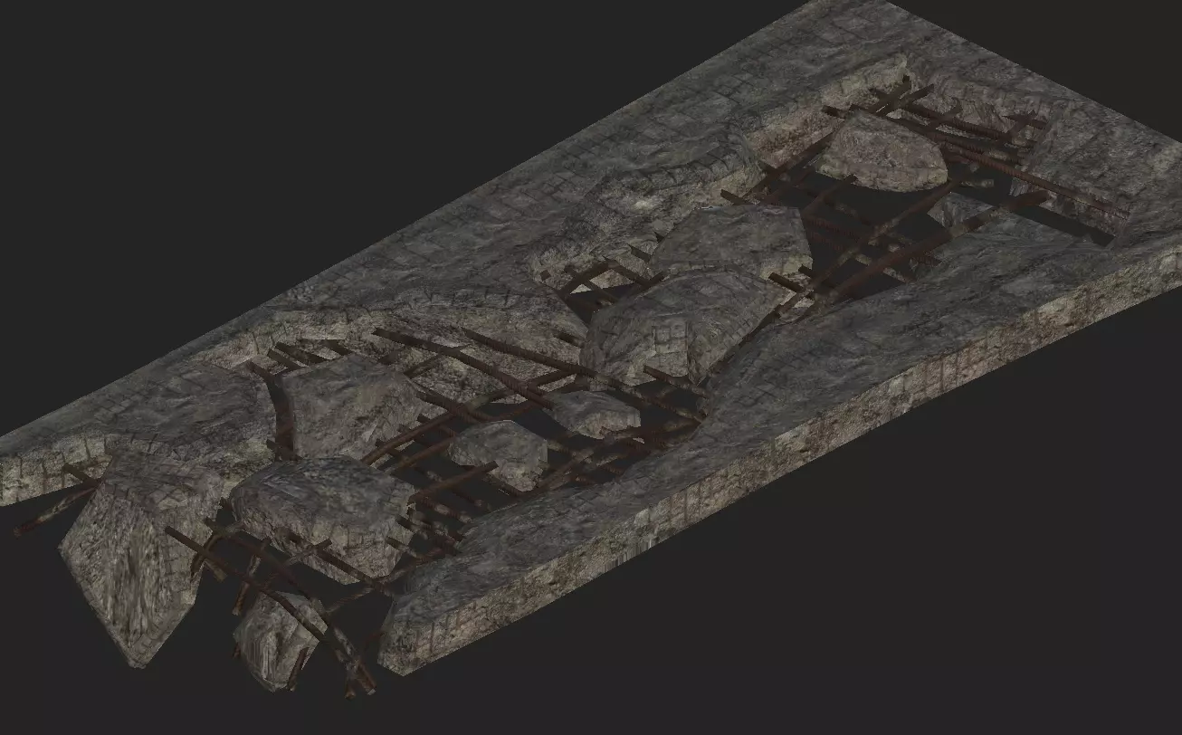 Industrial Floor Broken Low-poly 3D model_0