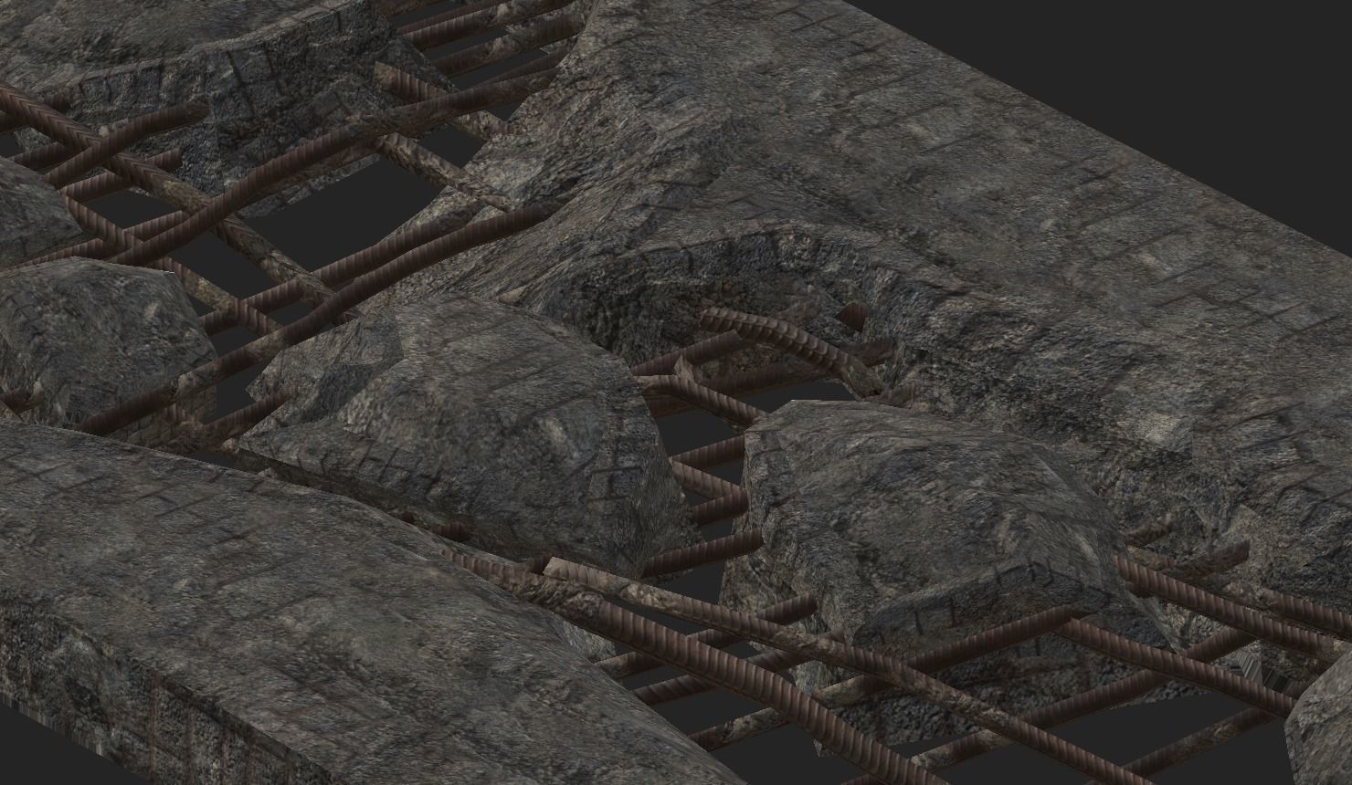 Industrial Floor Broken Low-poly 3D model_4