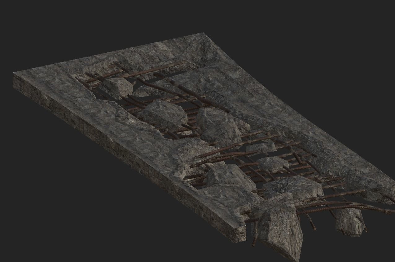 Industrial Floor Broken Low-poly 3D model_2