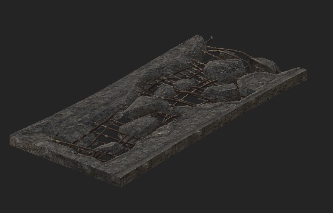 Industrial Floor Broken Low-poly 3D model_3