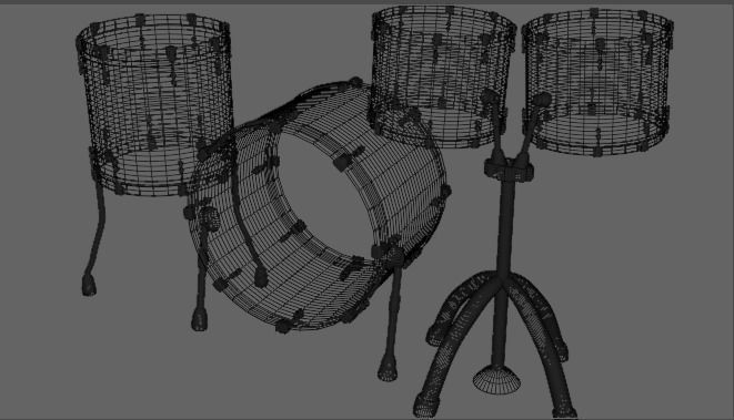 Pure 4 Pce Shell Drum Kit Matte Walnut Finish 3D model_7