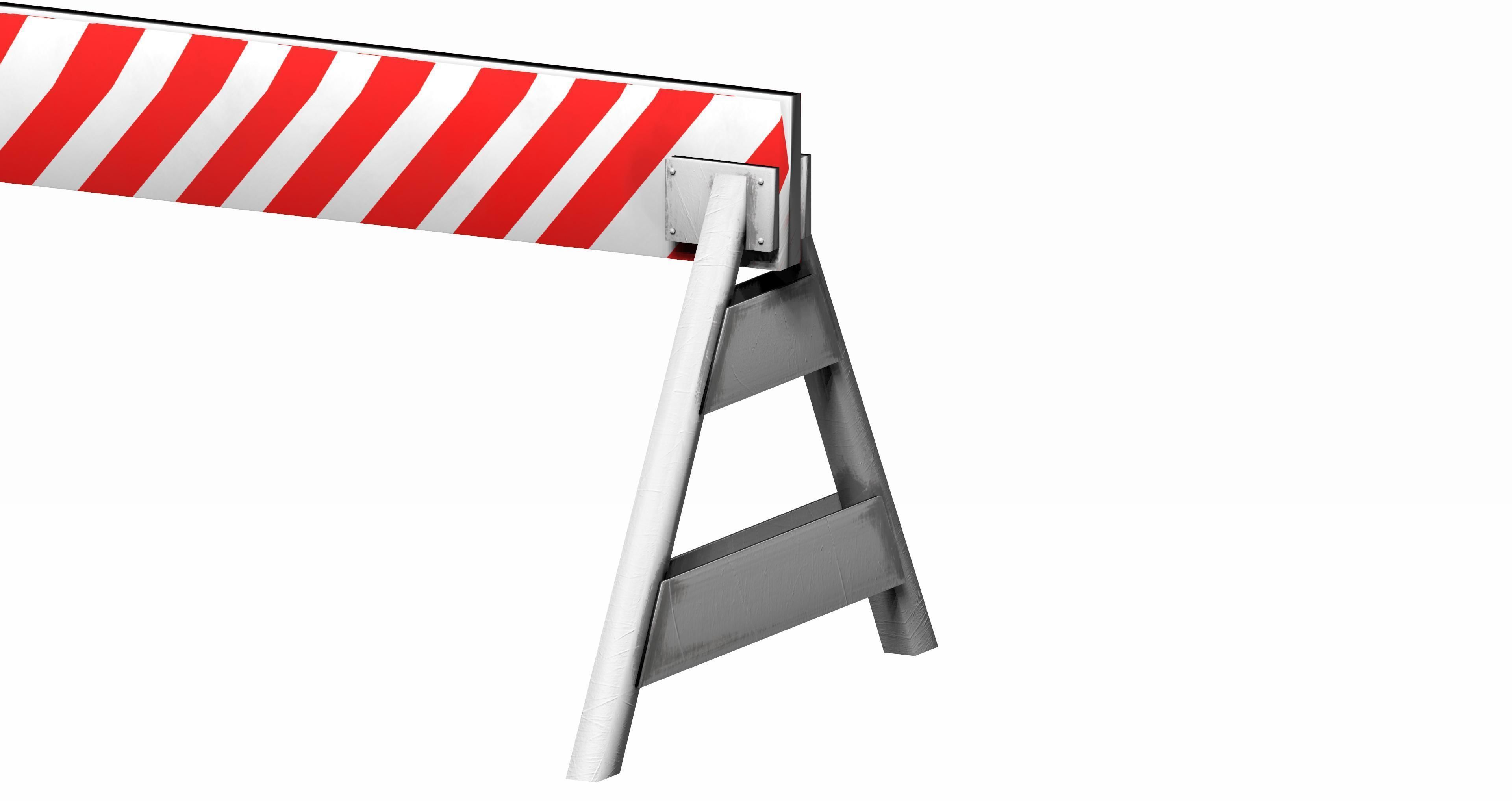 Triangle feeted long strip traffic barrier Low-poly 3D model_1