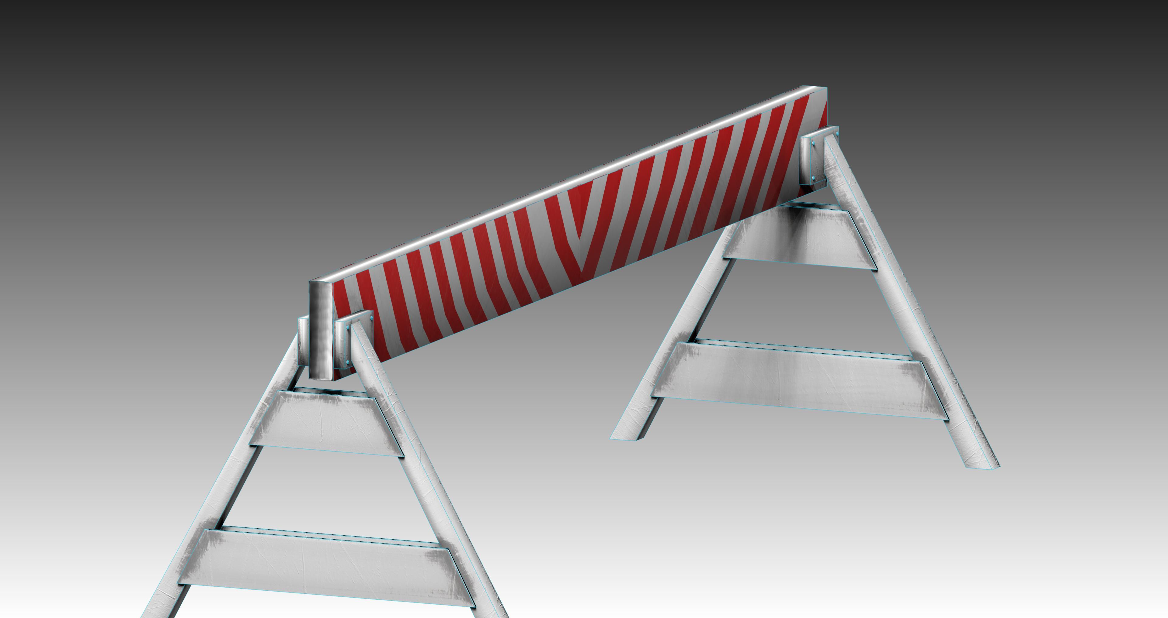 Triangle feeted long strip traffic barrier Low-poly 3D model_5