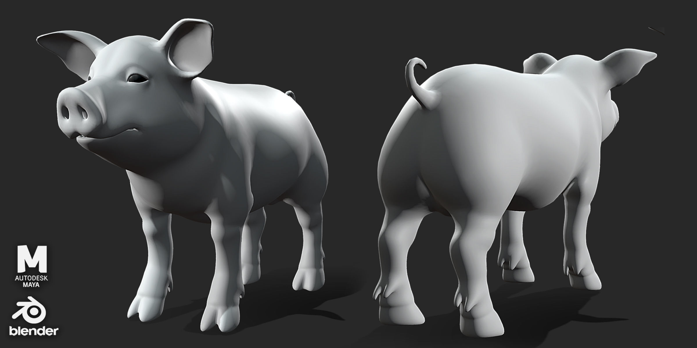 Piglet  Low-poly 3D model_2