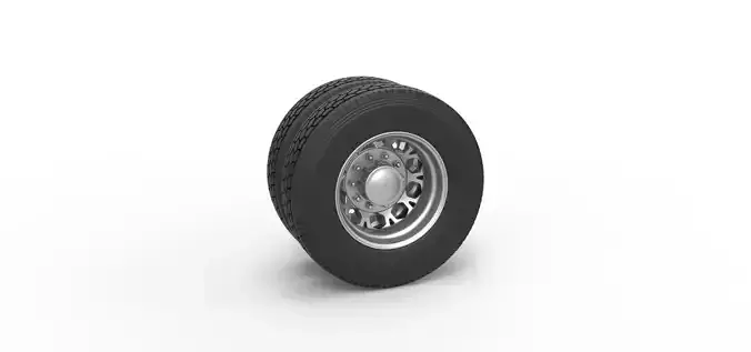 Rear custom wheel of semi truck Version 23 Scale 1 to 25