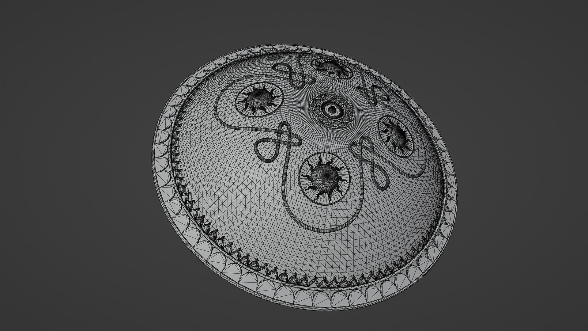 Ancient Indian Sri Lankan Shield with 4K textures 3D model_2