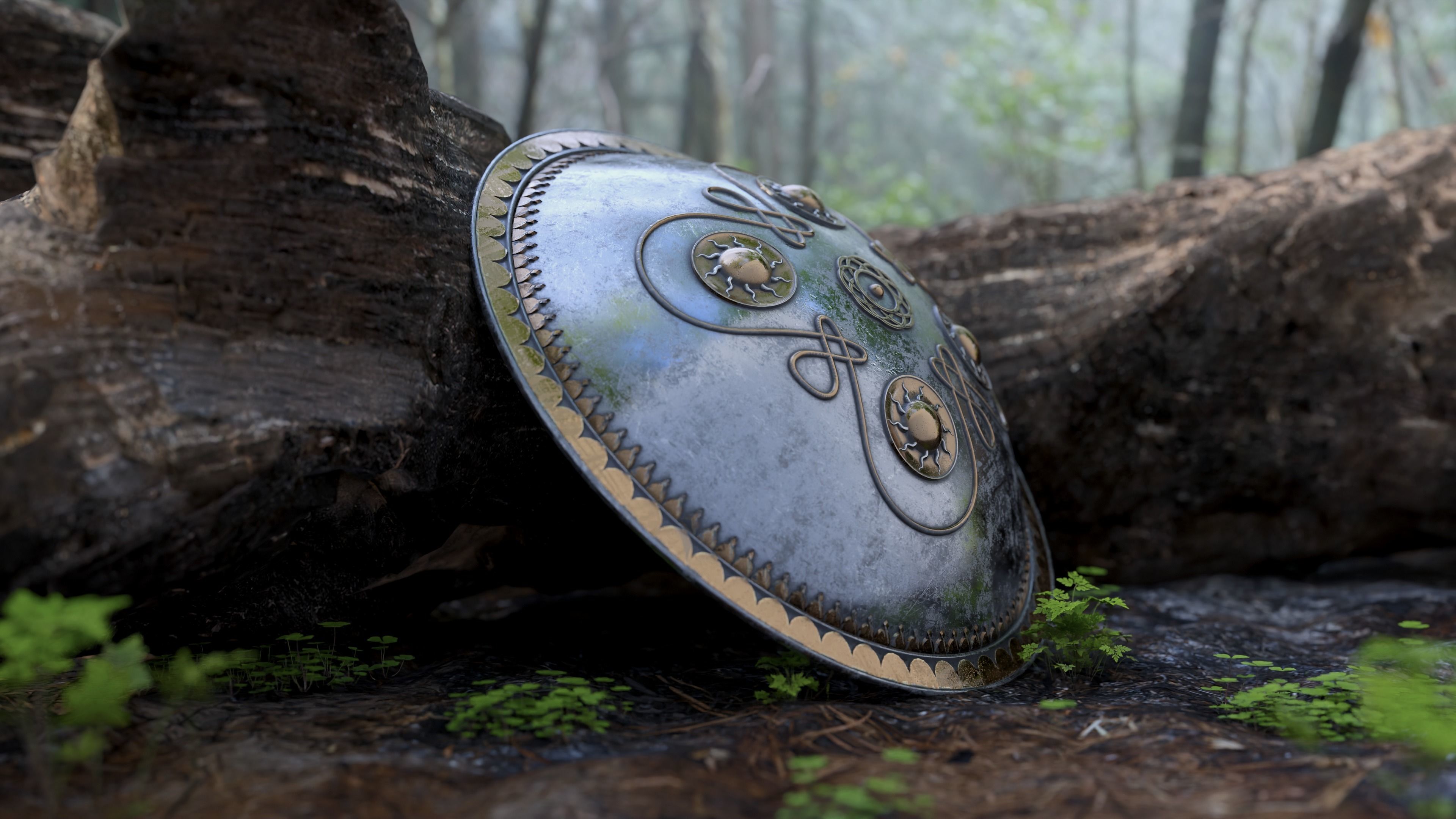 Ancient Indian Sri Lankan Shield with 4K textures 3D model_1