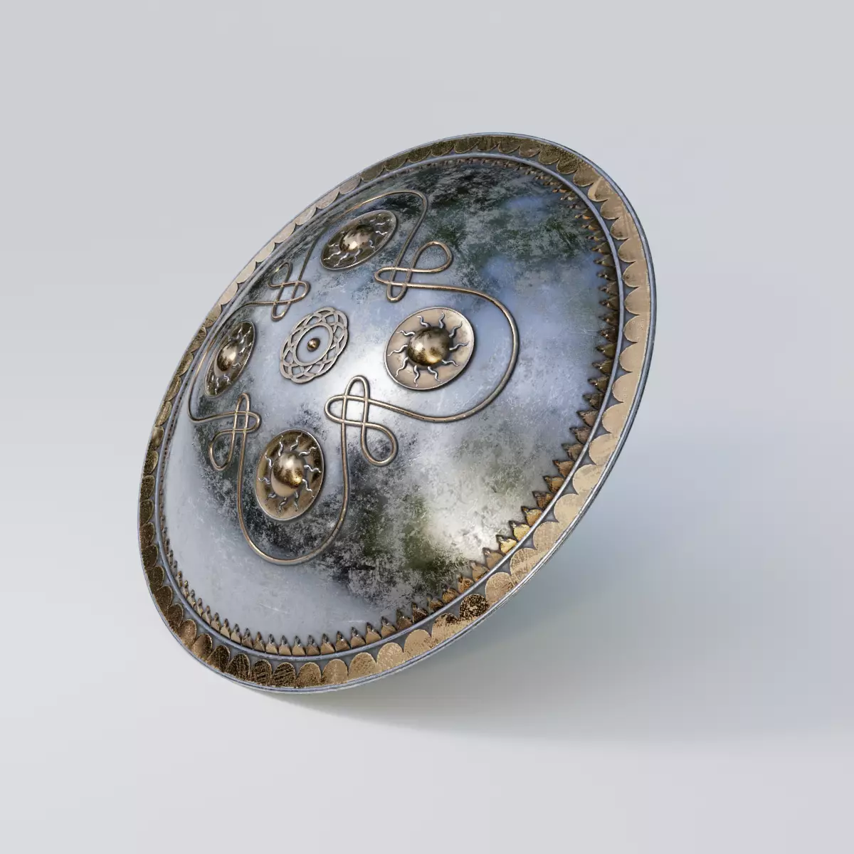 Ancient Indian Sri Lankan Shield with 4K textures 3D model_0