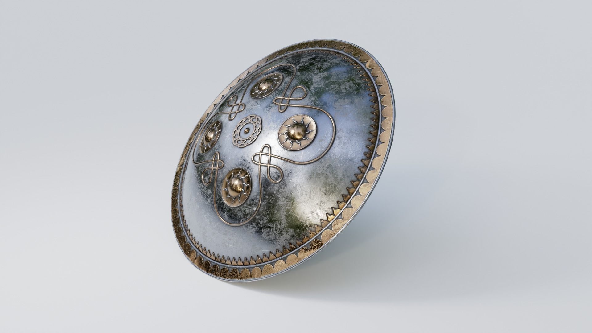Ancient Indian Sri Lankan Shield with 4K textures 3D model_6