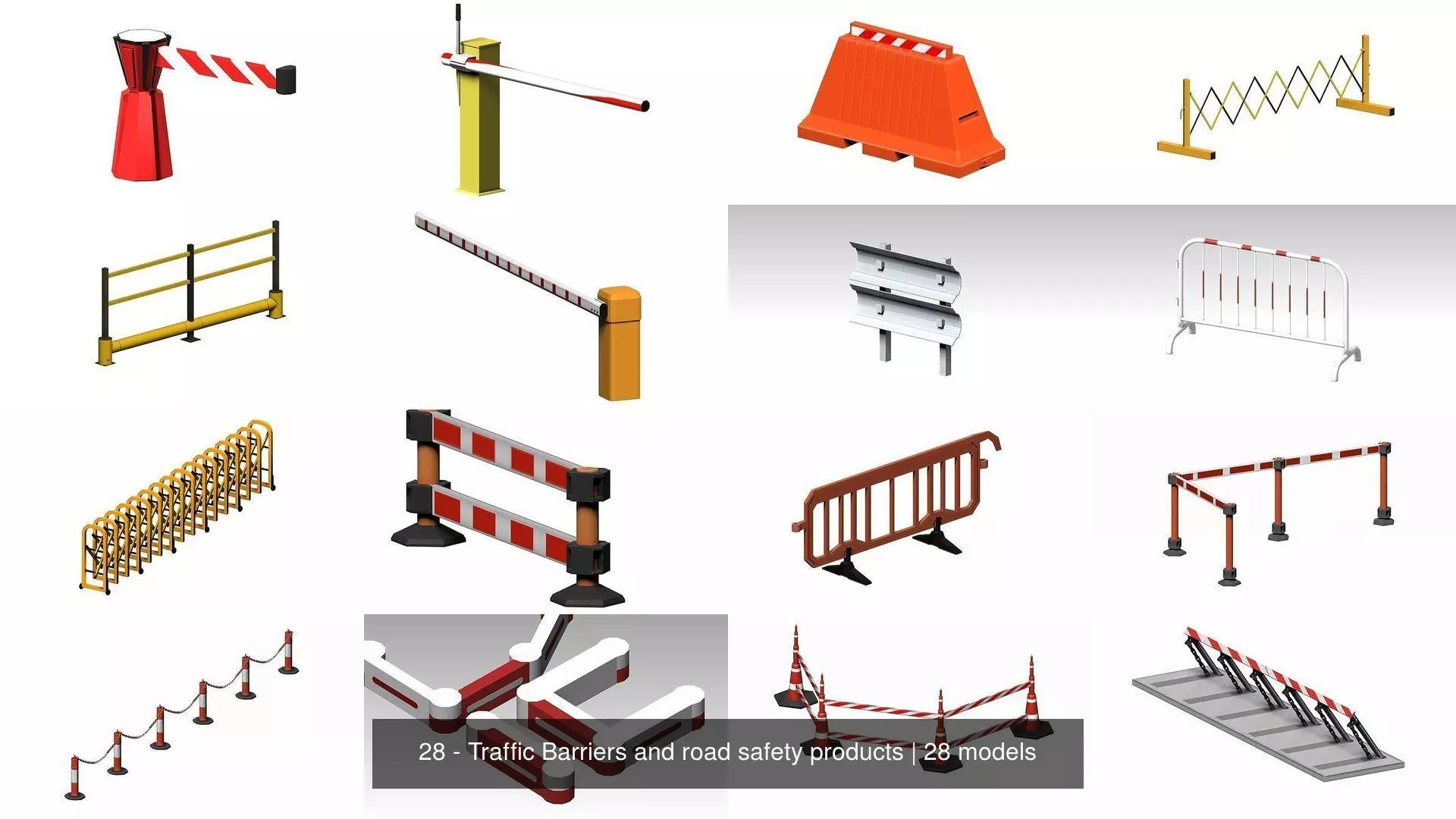 28 - Traffic Barriers and road safety products 3D Model Collection_0