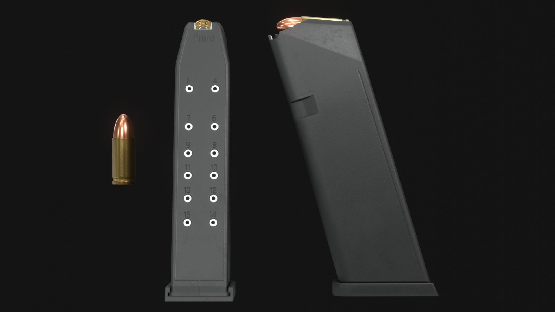 Polymer80 PFC9-G19 Handgun and Inforce APLc - Game Asset Low-poly 3D model_11