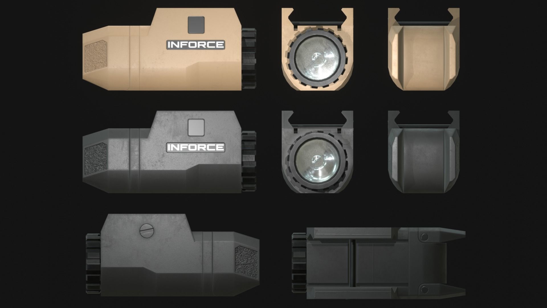 Polymer80 PFC9-G19 Handgun and Inforce APLc - Game Asset Low-poly 3D model_13