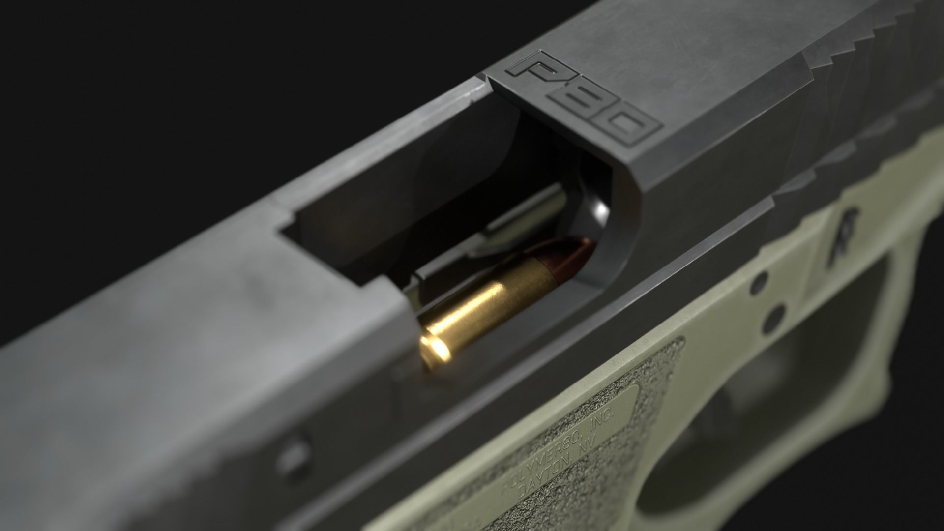 Polymer80 PFC9-G19 Handgun and Inforce APLc - Game Asset Low-poly 3D model_8