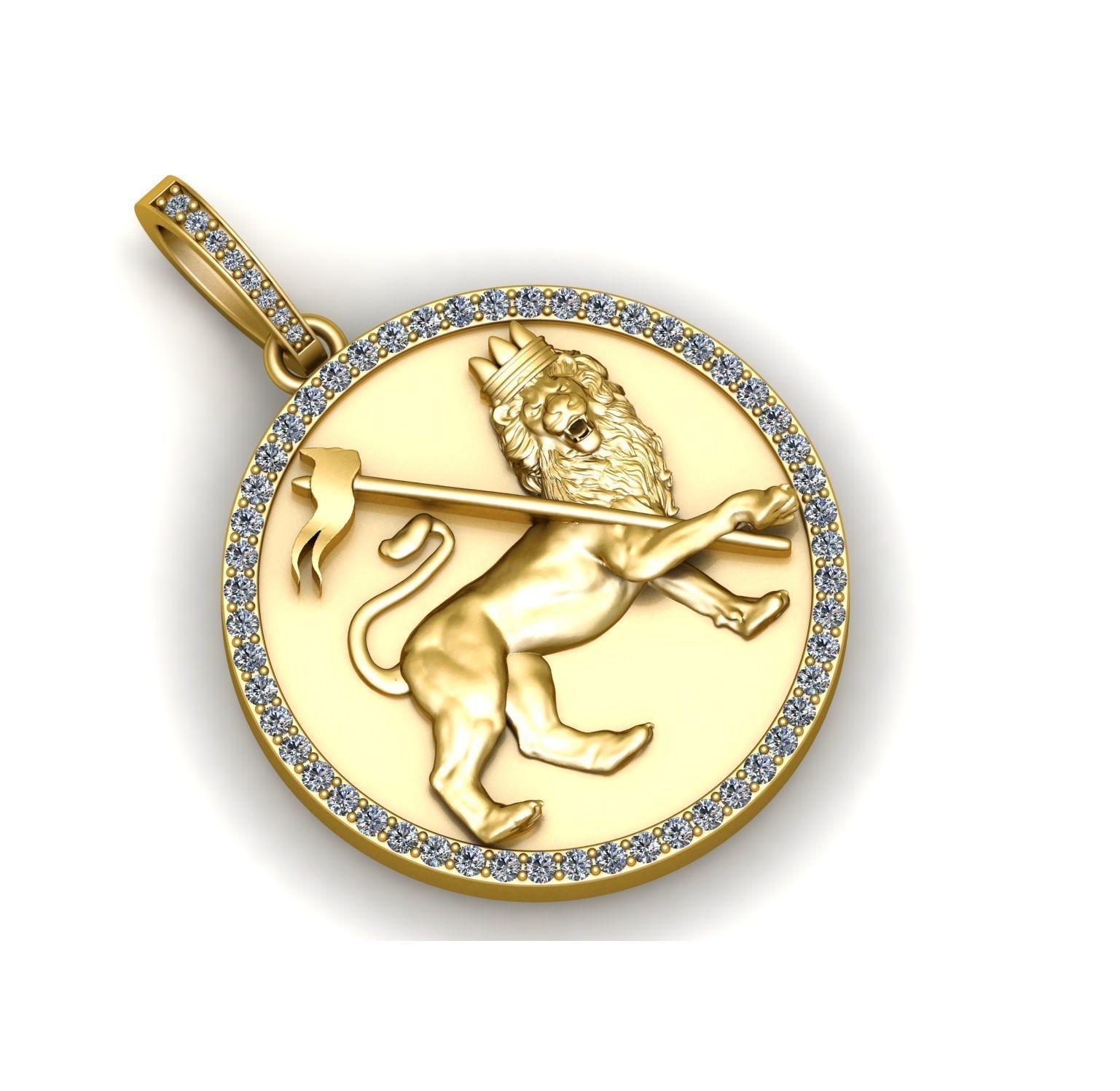 Flag Lion with Studded diamond 3D print model_2