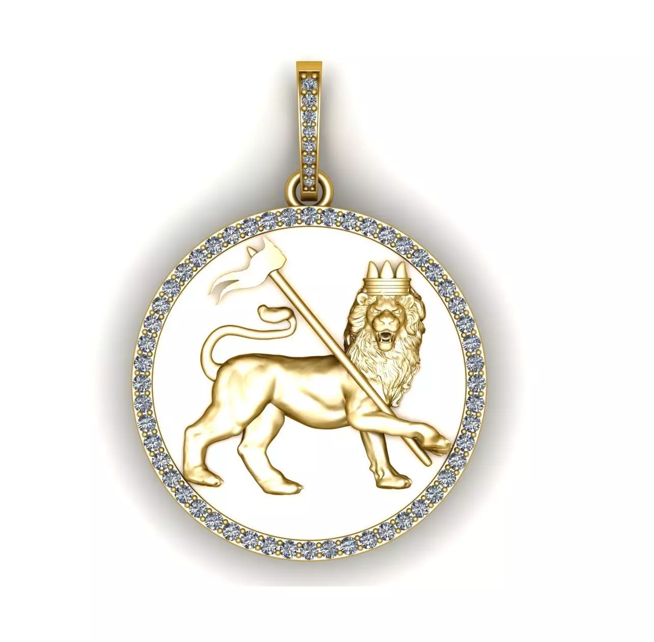 Flag Lion with Studded diamond 3D print model_0