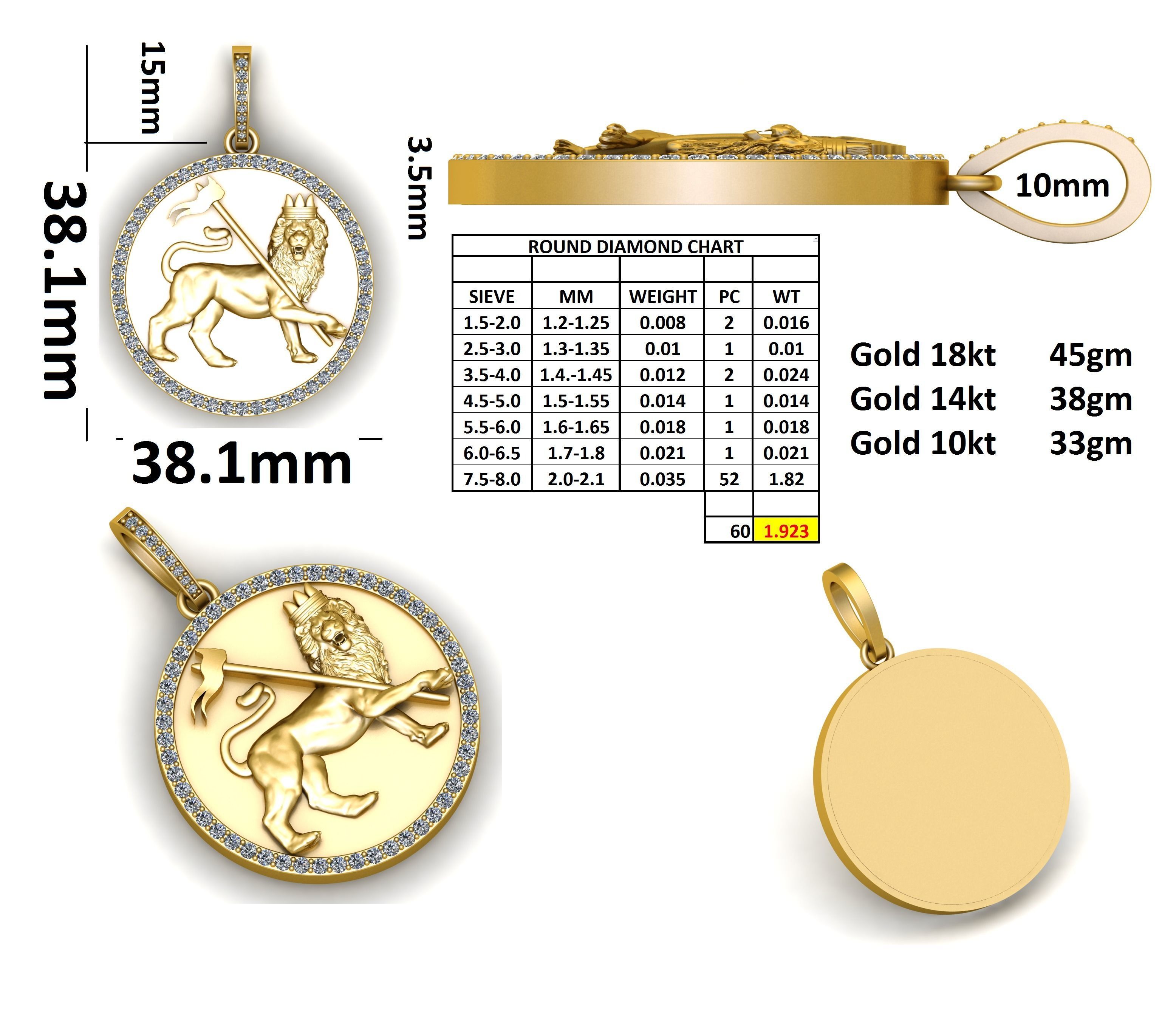 Flag Lion with Studded diamond 3D print model_3