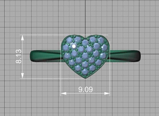 Tiny Heart Ring and Small Heart Pendant Jewelry set 3D Model Collection_13