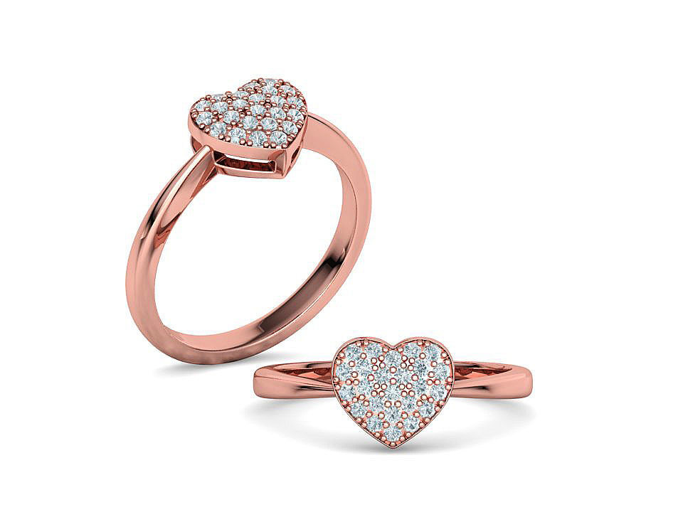 Tiny Heart Ring and Small Heart Pendant Jewelry set 3D Model Collection_20