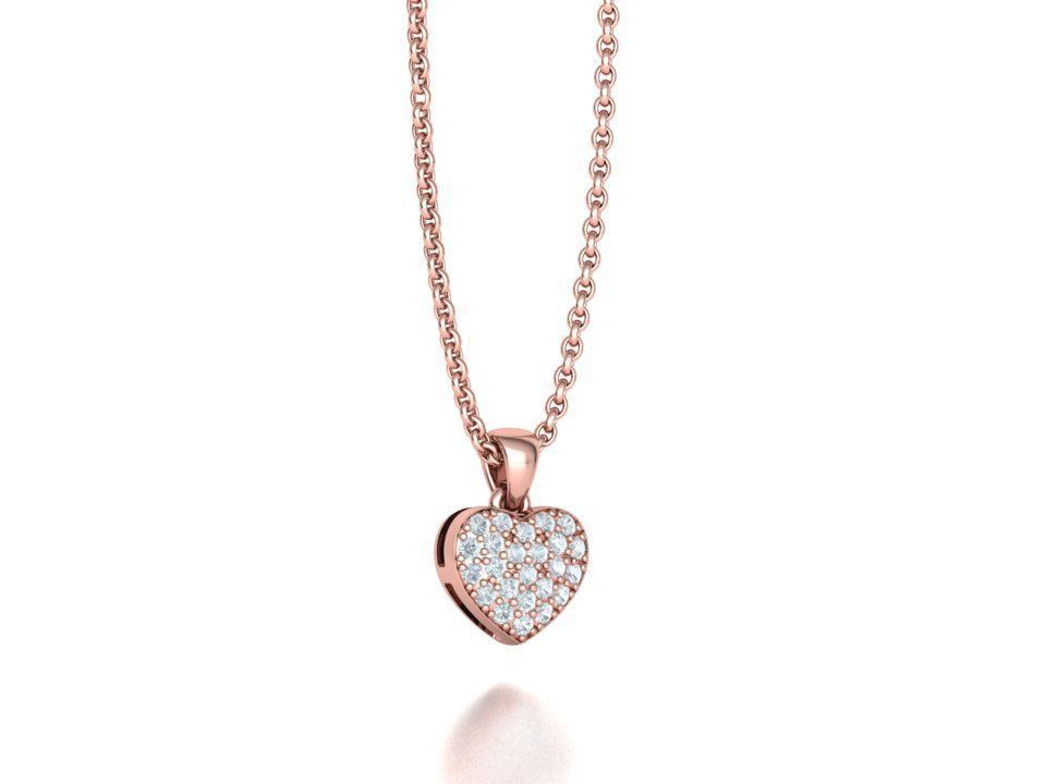 Tiny Heart Ring and Small Heart Pendant Jewelry set 3D Model Collection_45