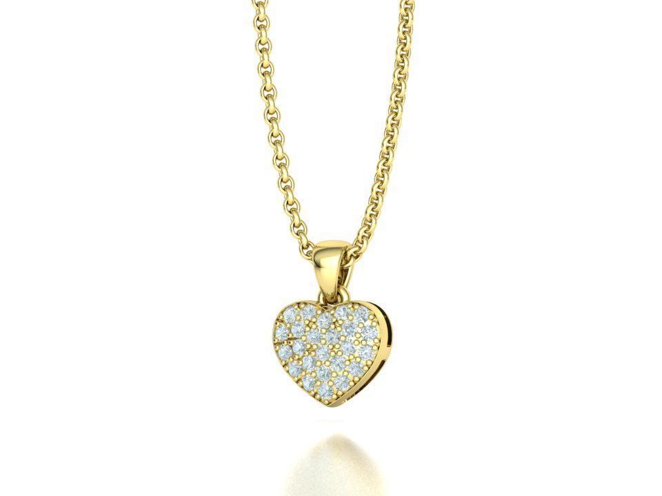 Tiny Heart Ring and Small Heart Pendant Jewelry set 3D Model Collection_29