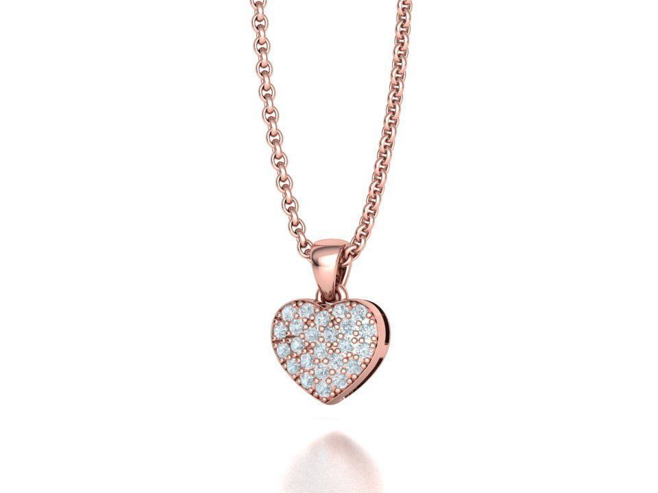 Tiny Heart Ring and Small Heart Pendant Jewelry set 3D Model Collection_28