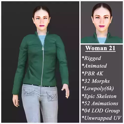 Woman 21 With 52 Animations 32 Morphs