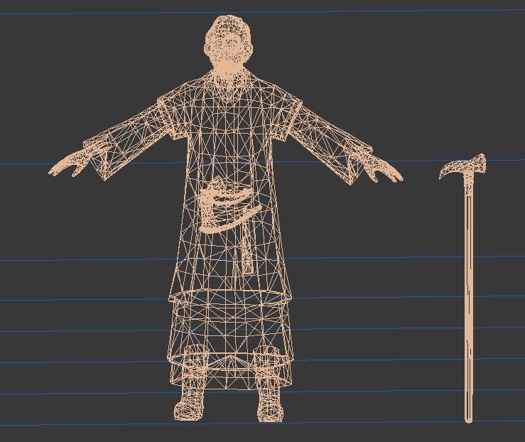 Ancient Asians people  Older people Low-poly 3D model_8