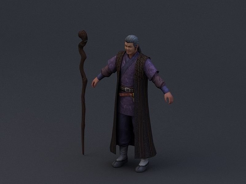 Ancient Asians people  Older people Low-poly 3D model_4